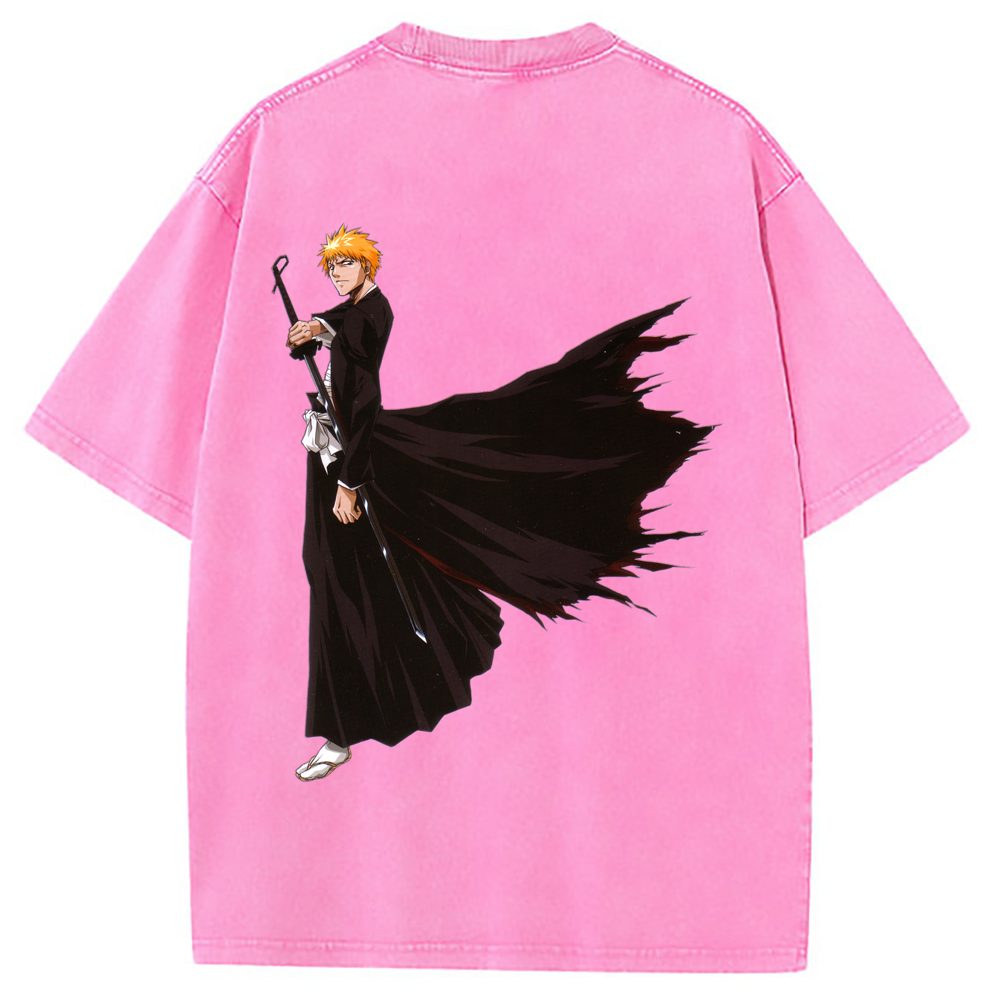 （画像用） ブリーチ 黒崎一護（くろさき いちご）BLEACH Kurosaki Ichigo 綿100% ヴィンテージ風 半袖Tシャツ（背面プリント）